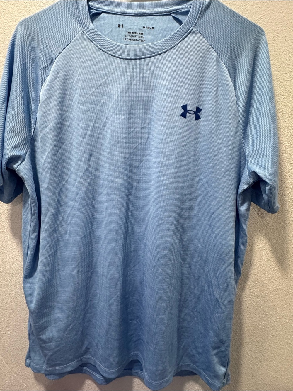 Under Armour Light Blue Performance Short Sleeve Tee with Navy Logo